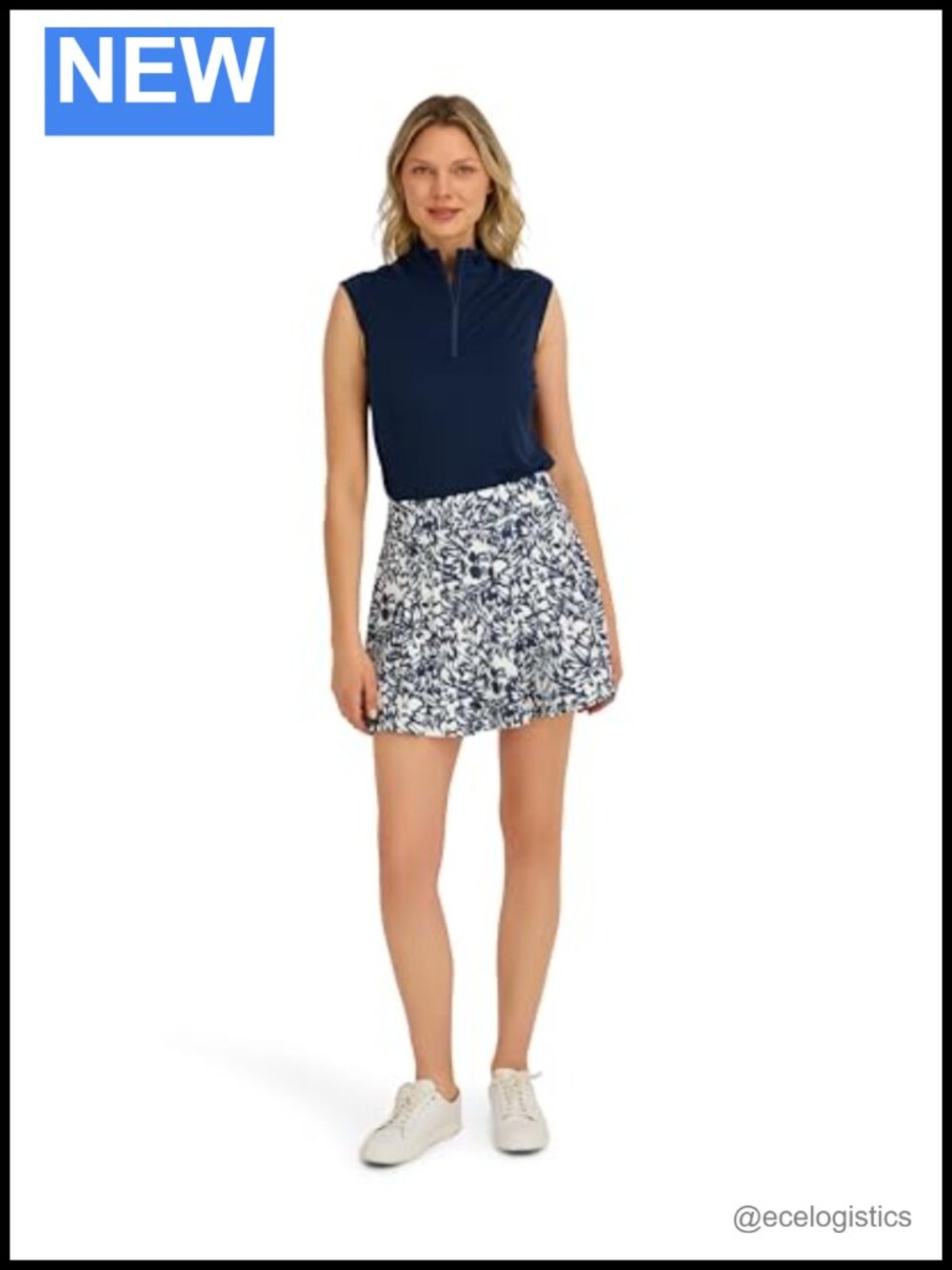Women's Pull-On Skort UPF 50+ with Pockets Pleated Mid-Rise